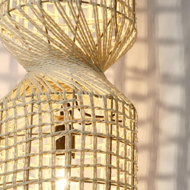 Suspension ajourée en cordage de papier beige H 77,50 cm - Malira 