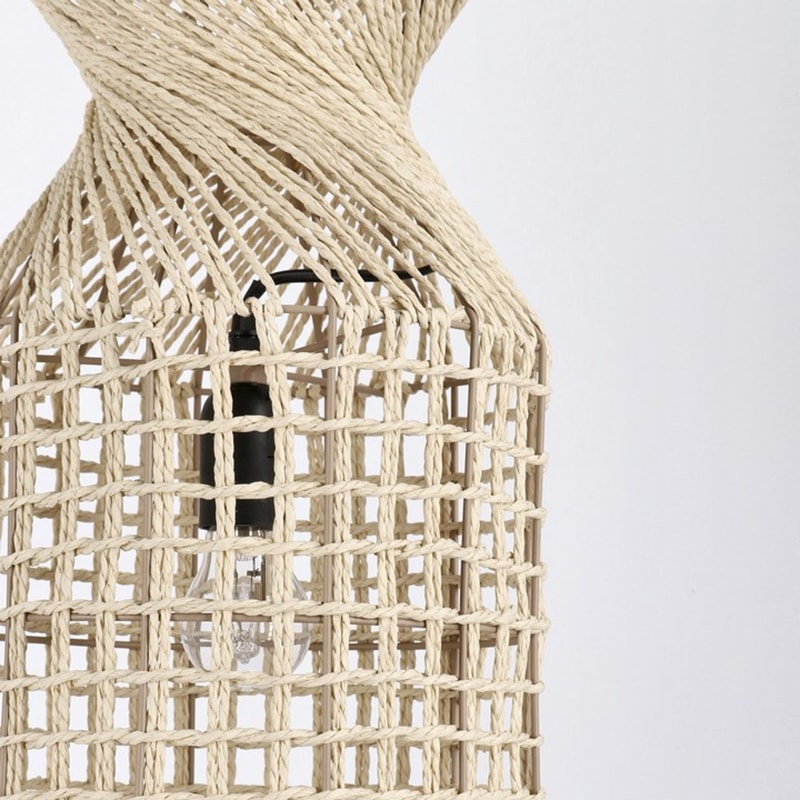 Suspension ajourée en cordage de papier beige H 103 cm - Malira 