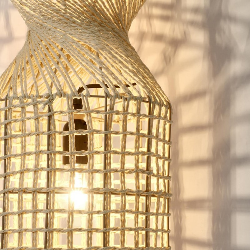 Suspension ajourée en cordage de papier beige H 103 cm - Malira 