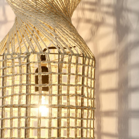 Suspension ajourée en cordage de papier beige H 103 cm - Malira 