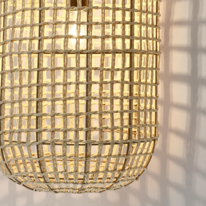 Suspension ajourée en cordage de papier beige H 132 cm - Malira 