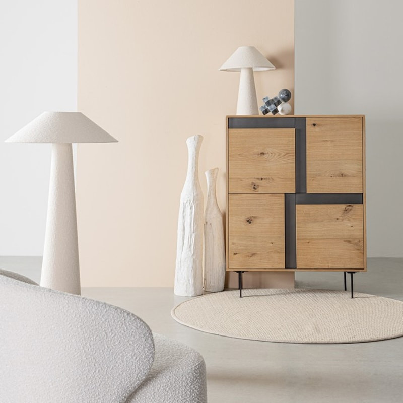 Lampe de table blanche tissu bouclette - Alaska 