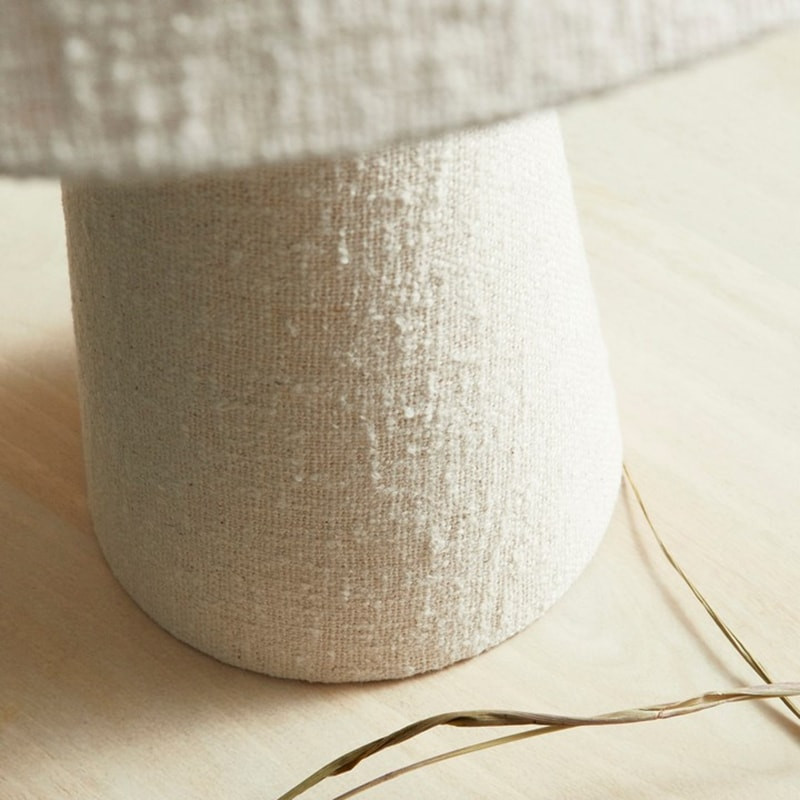 Lampe de table blanche tissu bouclette - Alaska 