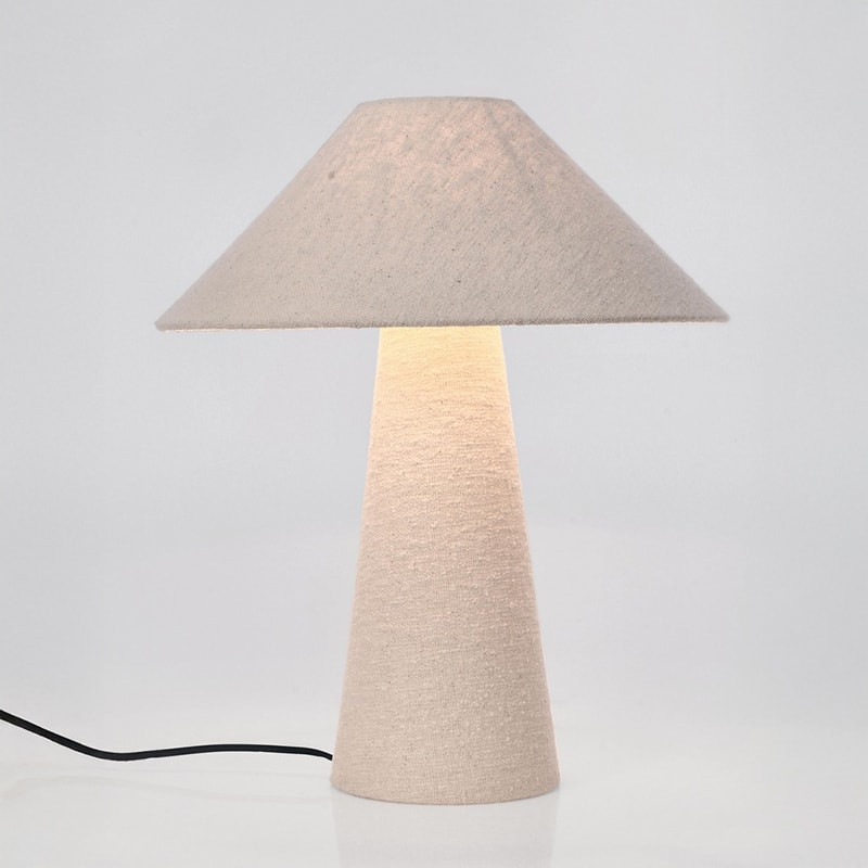 Lampe de table blanche tissu bouclette - Alaska 