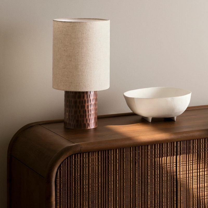 Lampe de table socle en métal marron H 41 cm - Bahira 