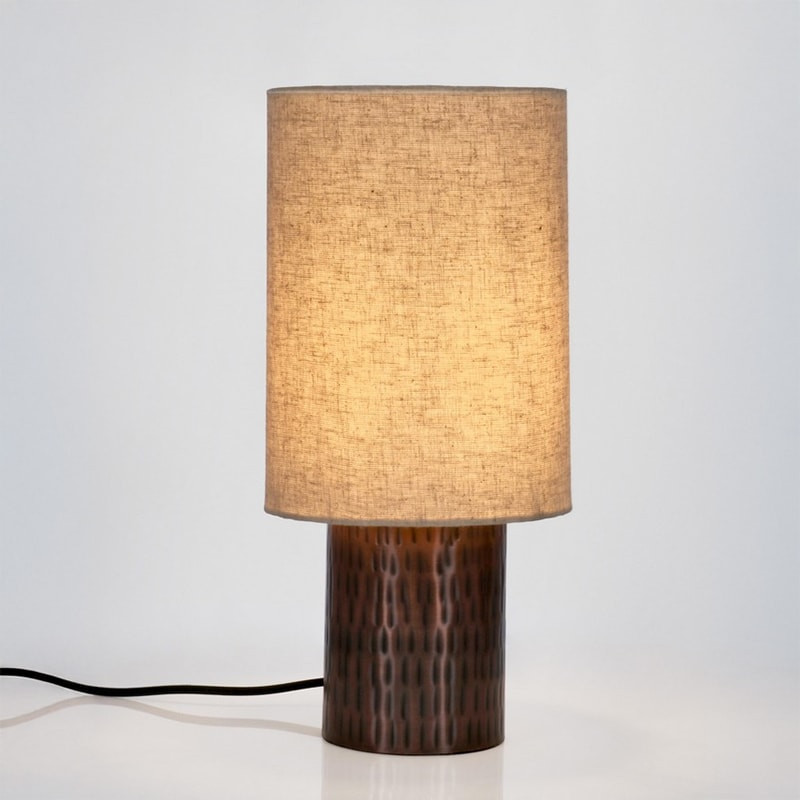 Lampe de table socle en métal marron H 41 cm - Bahira 
