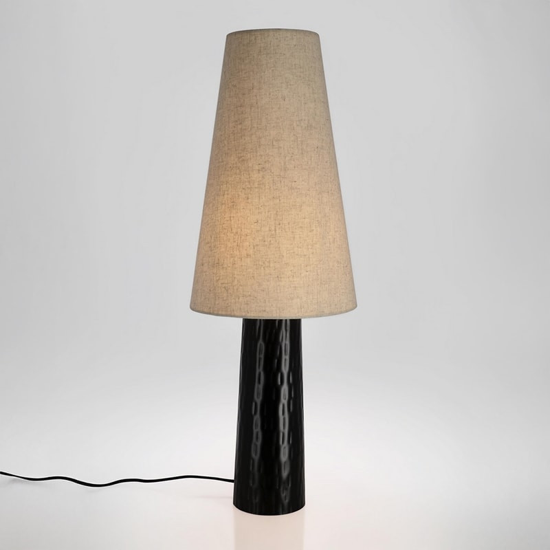 Lampe de table conique avec socle en métal marron H 80 cm - Bahira 