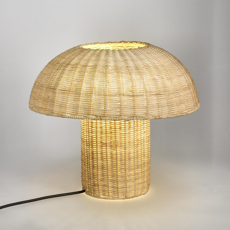 Lampe de table en rotin beige et métal - Irlane 
