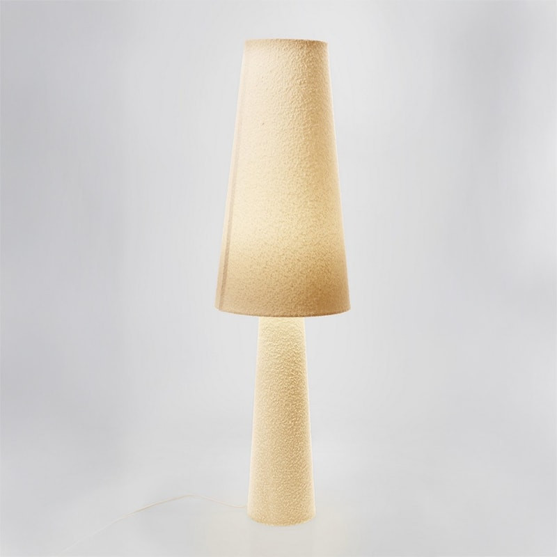 Lampadaire évasé en tissu bouclé blanc H 120 cm - Alaska