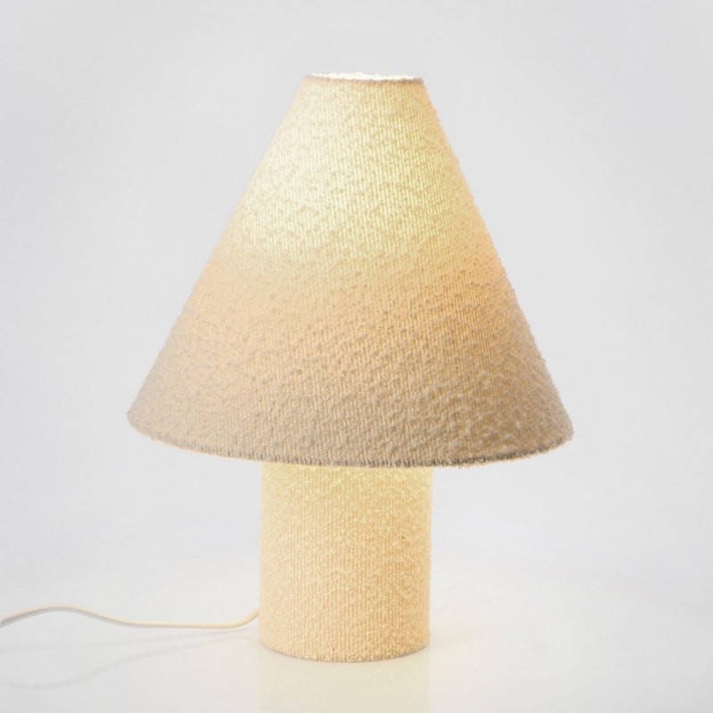 Lampe évasée en tissu bouclé blanc H 41 cm - Alaska