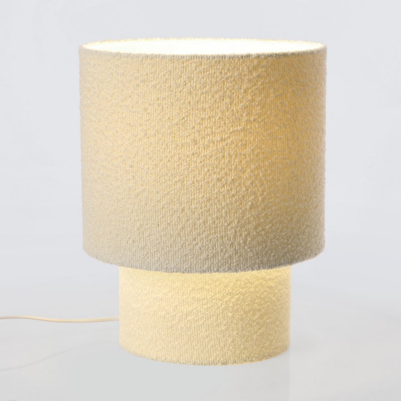 Lampe en tissu bouclé beige H 130 cm - Rania 