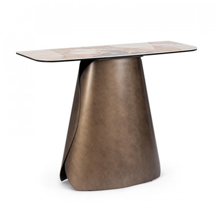 Console en acier et plateau céramique effet marbre - Patina 