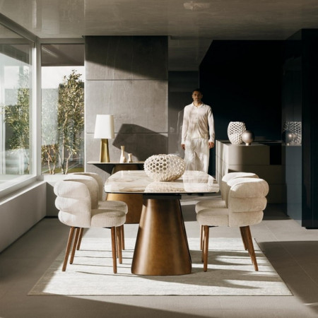 Console en acier et plateau céramique effet marbre - Patina 