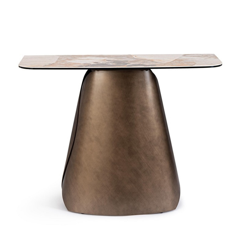 Console en acier et plateau céramique effet marbre - Patina 