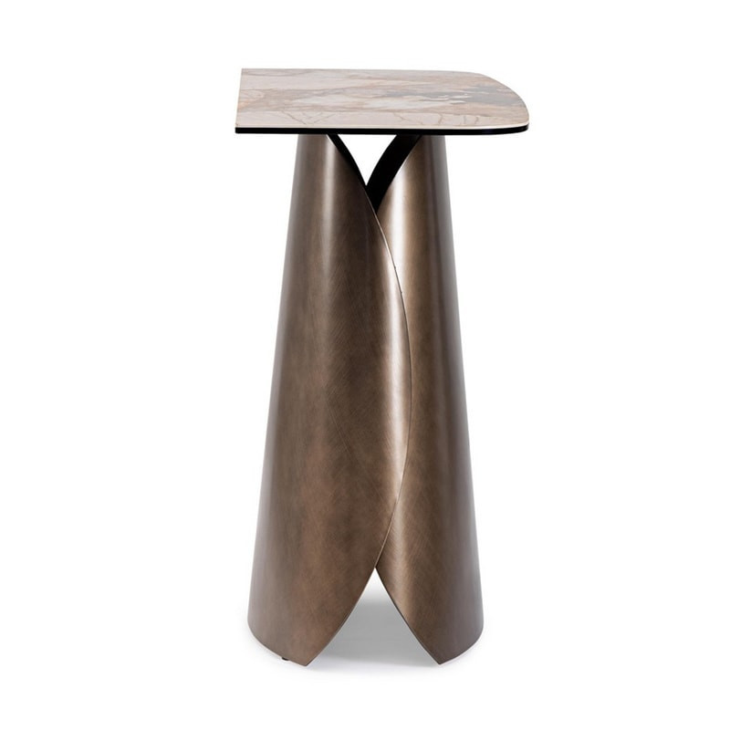 Console en acier et plateau céramique effet marbre - Patina 