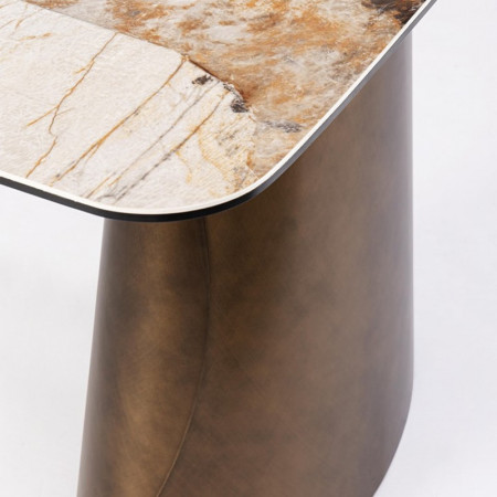 Console en acier et plateau céramique effet marbre - Patina 