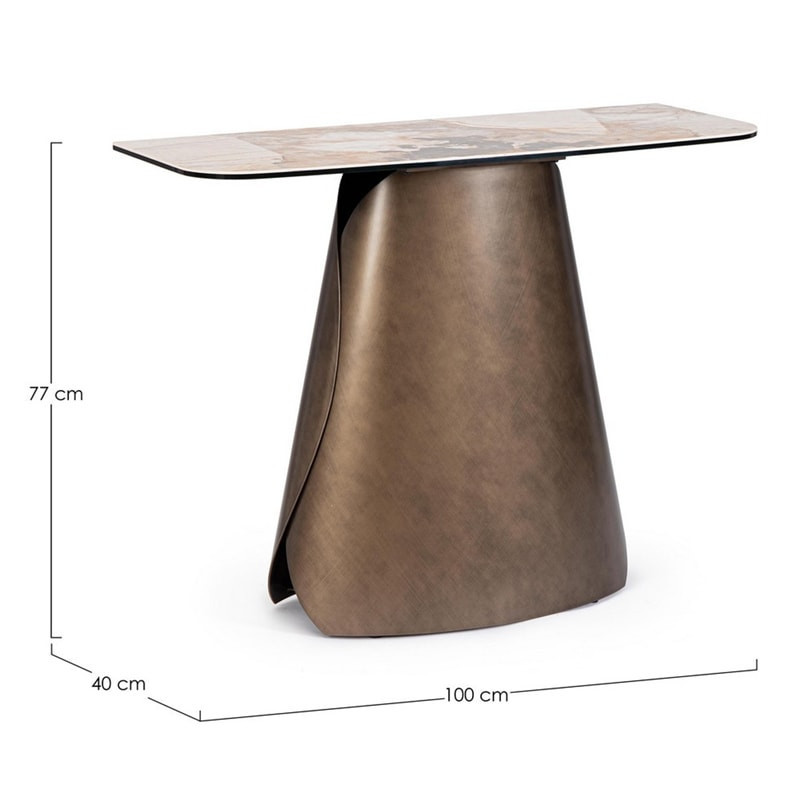 Console en acier et plateau céramique effet marbre - Patina 