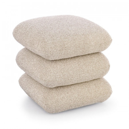 Pouf carré en tissu bouclette beige - Amara 