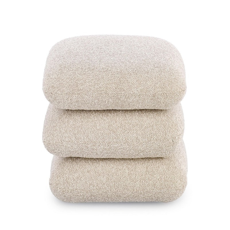Pouf carré en tissu bouclette beige - Amara 