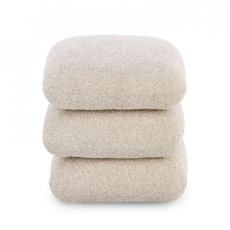 Pouf carré en tissu bouclette beige - Amara 