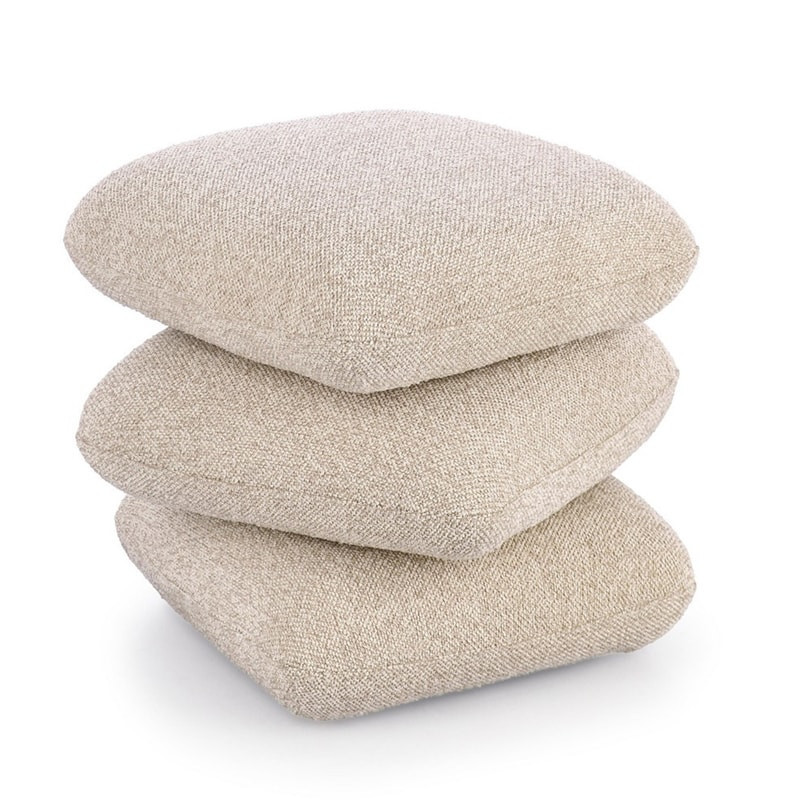 Pouf carré en tissu bouclette beige - Amara 