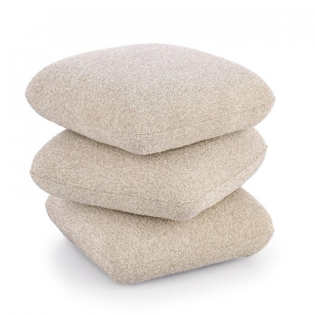 Pouf carré en tissu bouclette beige - Amara 