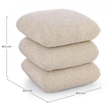 Pouf carré en tissu bouclette beige - Amara 