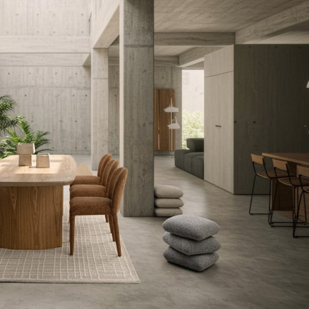 Pouf carré en tissu bouclette gris - Amara 