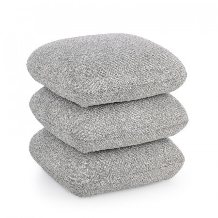 Pouf carré en tissu bouclette gris - Amara 
