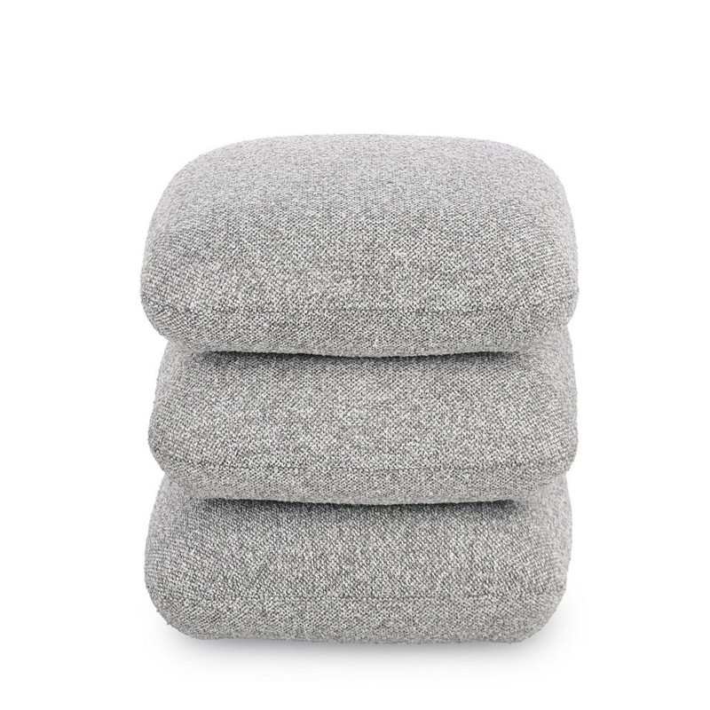 Pouf carré en tissu bouclette gris - Amara 