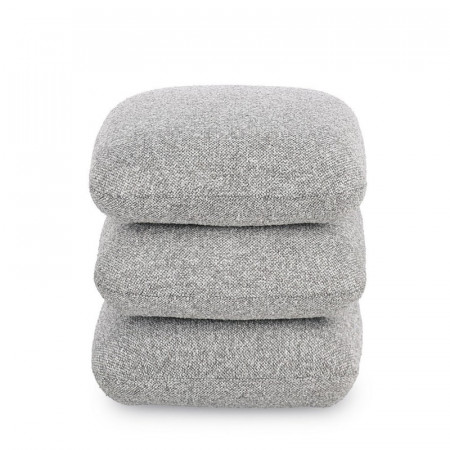 Pouf carré en tissu bouclette gris - Amara 