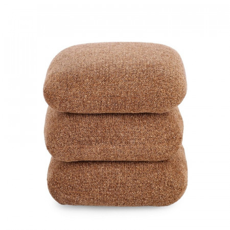 Pouf carré en tissu bouclette terre cuite - Amara 