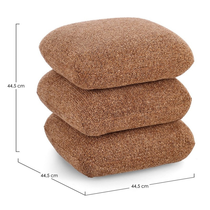 Pouf carré en tissu bouclette terre cuite - Amara 