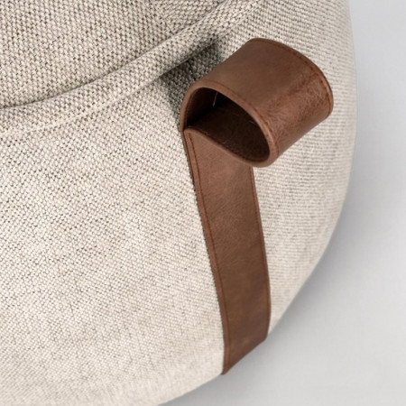 Pouf en tissu gris clair effet chenille - Anthéa 