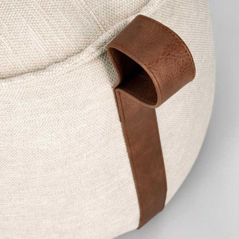 Pouf en tissu beige effet chenille - Anthéa 