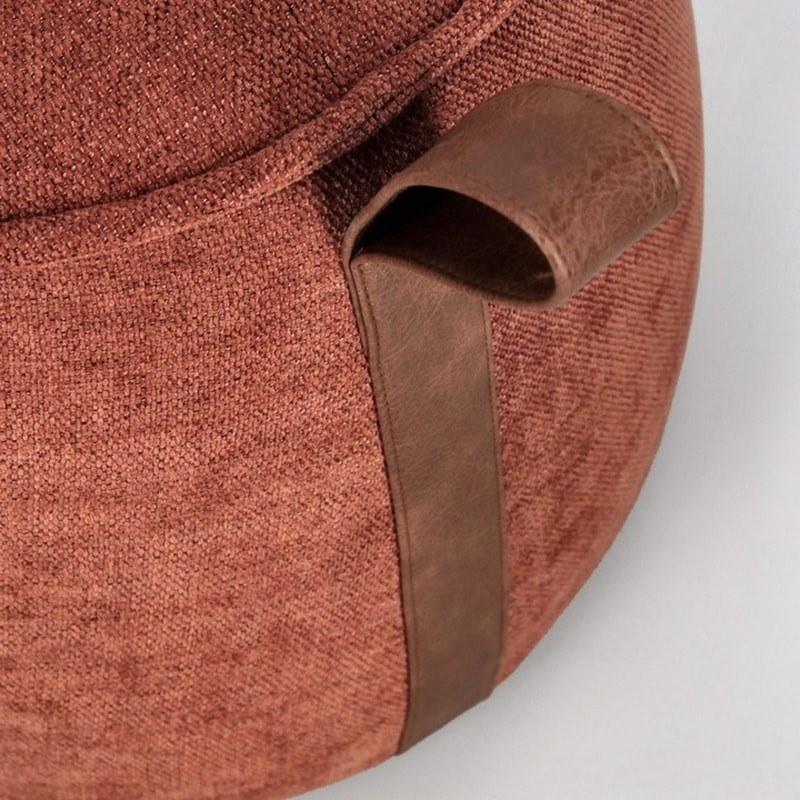 Pouf en tissu terre cuite effet chenille - Anthéa 