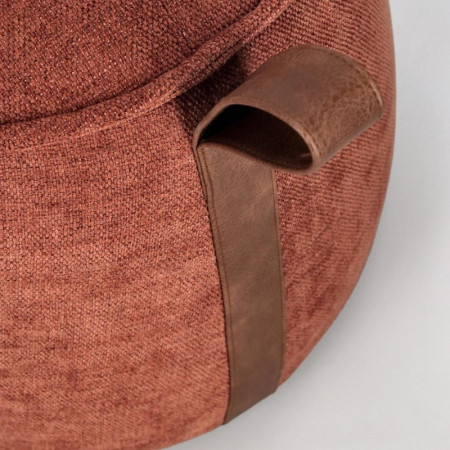 Pouf en tissu terre cuite effet chenille - Anthéa 