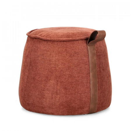 Pouf en tissu terre cuite effet chenille - Anthéa 