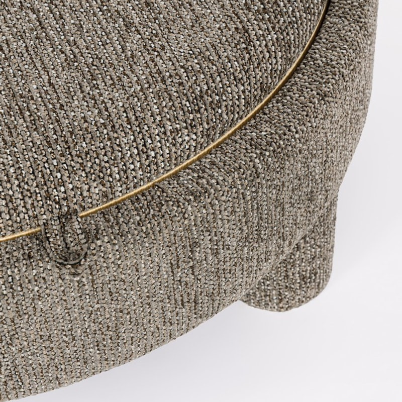 Pouf gris rond avec plateau intégré en bois - Hania 