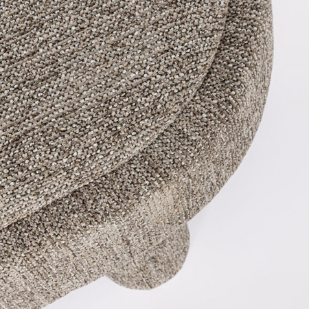 Pouf gris large et arrondi avec plateau intégré en bois - Hania 