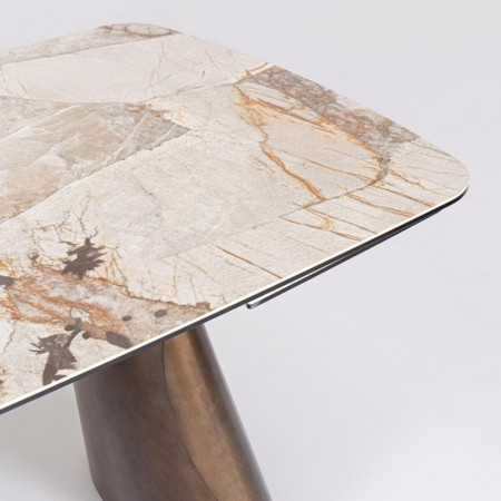 Table de repas extensible céramique effet marbre et verre trempé - Patina 