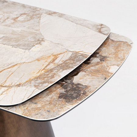 Table de repas extensible céramique effet marbre et verre trempé - Patina 