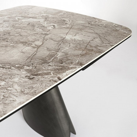 Table de repas extensible céramique effet pierre et verre trempé - Patina 