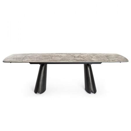 Table de repas extensible céramique effet pierre et verre trempé - Patina 