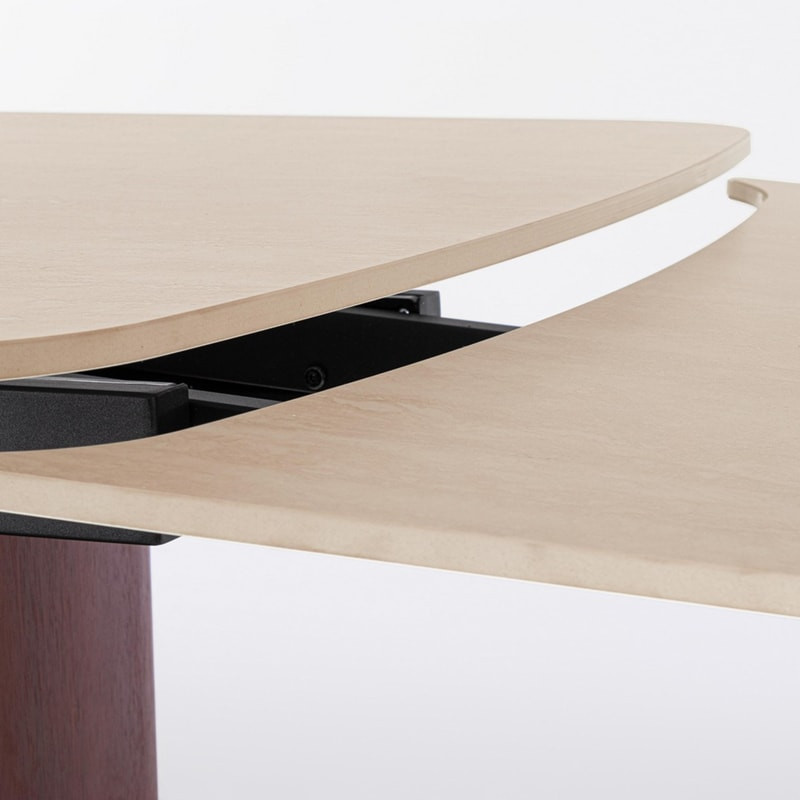 Table rectangulaire extensible noyer et plateau travertin naturel - Mairis 