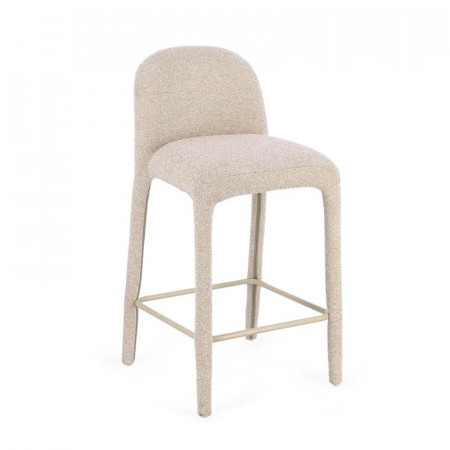 Tabouret de bar entièrement en tissu effet bouclette beige - Amara 