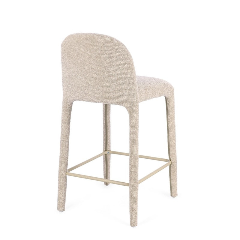 Tabouret de bar entièrement en tissu effet bouclette beige - Amara 