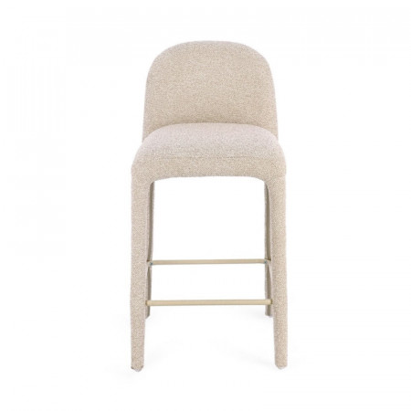 Tabouret de bar entièrement en tissu effet bouclette beige - Amara 