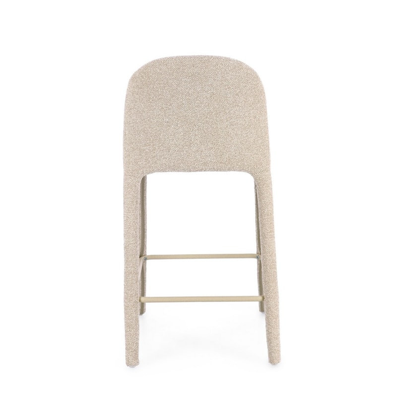 Tabouret de bar entièrement en tissu effet bouclette beige - Amara 