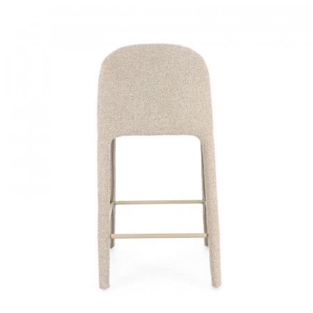 Tabouret de bar entièrement en tissu effet bouclette beige - Amara 